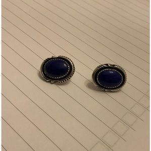 DARK LAPIS PIERCED EARRINGS